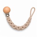 Zawieszka do smoczka okrągła cappuccino z drewnianą kulką BOBILOV